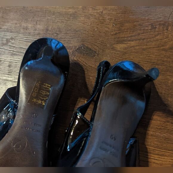 Joan Oloff Classic Dance Style Sling back Heel - Black - Size 40 - Gloss Finish - Picture 6 of 6